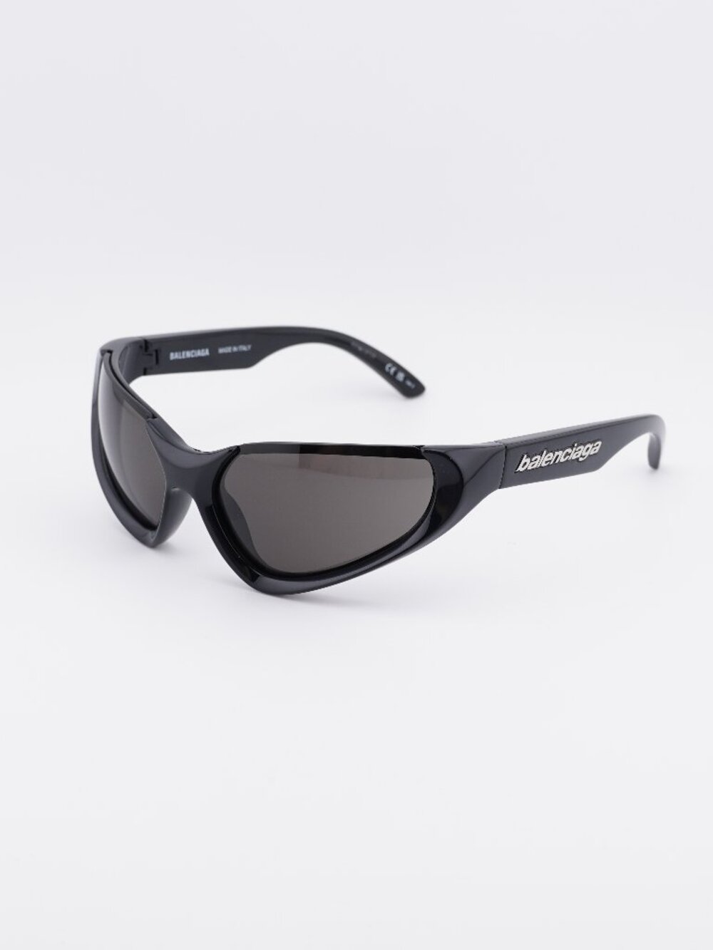 Balenciaga BB0202S 001 Unisex Sunglasses Black Geometric Frame, Grey Lenses